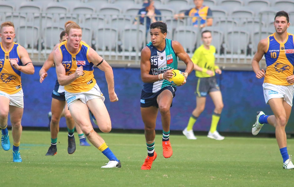 carter web 164.jpg Jason Carter in action for Peel Thunder against West Coast at Optus Stadium. - Fremantle,Fremantle Dockers